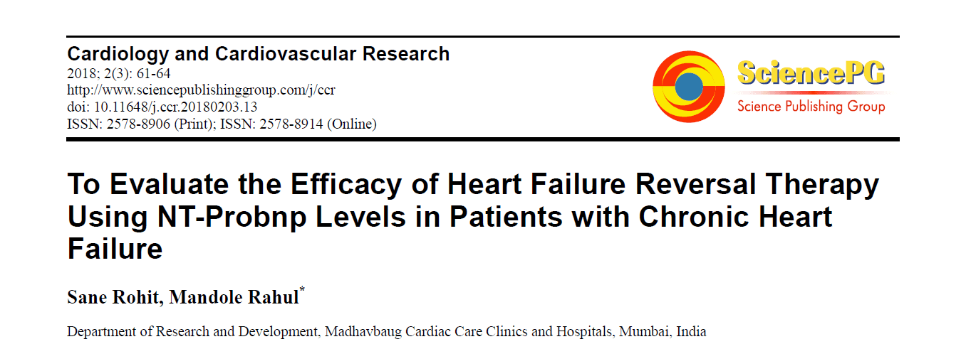 To Evaluate the Efficacy of Heart Failure Reversal Therapy Using NT-Probnp Levels in Patients with Chronic Heart Failure