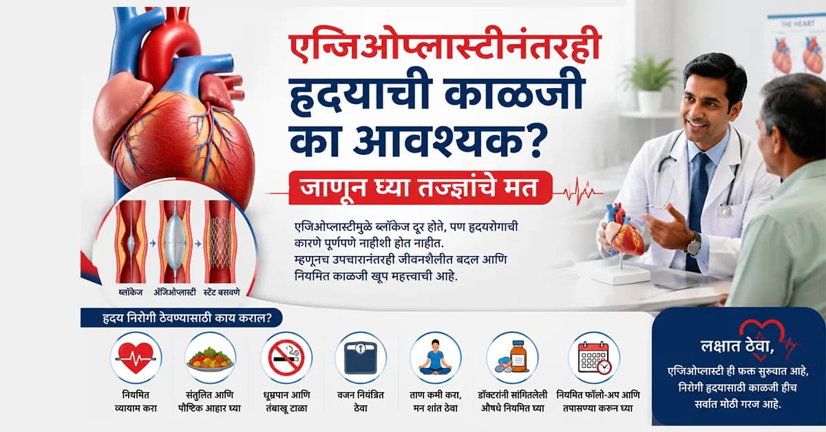 एन्जिओप्लास्टी झाली म्हणजे ब्लॉकेज पूर्ण गेले का? — हृदयाची खरी काळजी समजून घ्या