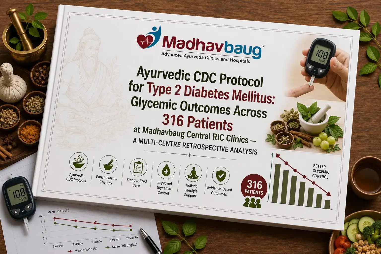 Ayurvedic CDC Protocol for Type 2 Diabetes Mellitus: Glycemic Outcomes Across 316 Patients at Madhavbaug Central RIC Clinics — A Multi-Centre Retrospective Analysis