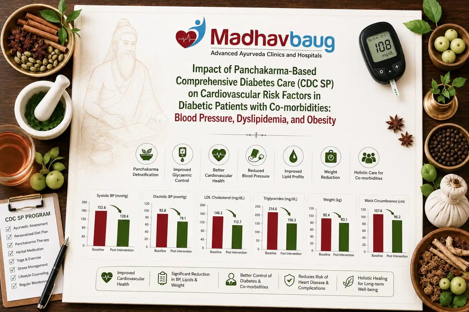 Impact of Panchakarma-Based Comprehensive Diabetes Care (CDC SP) on Cardiovascular Risk Factors in Diabetic Patients with Co-morbidities: Blood Pressure, Dyslipidemia, and Obesity