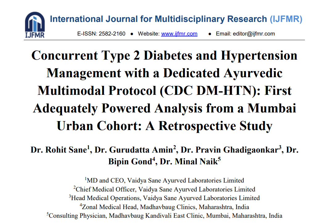 Concurrent Type 2 Diabetes and Hypertension Management with a Dedicated Ayurvedic Multimodal Protocol (CDC DM-HTN): First Adequately Powered Analysis from a Mumbai Urban Cohort — A Retrospective Study