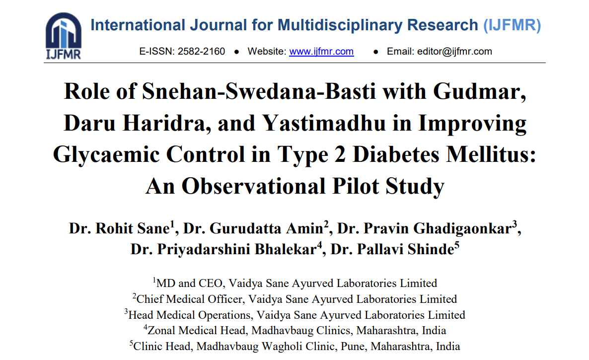 Role of Snehan-Swedana-Basti with Gudmar, Daru Haridra, and Yastimadhu in Improving Glycaemic Control in Type 2 Diabetes Mellitus: An Observational Pilot Study