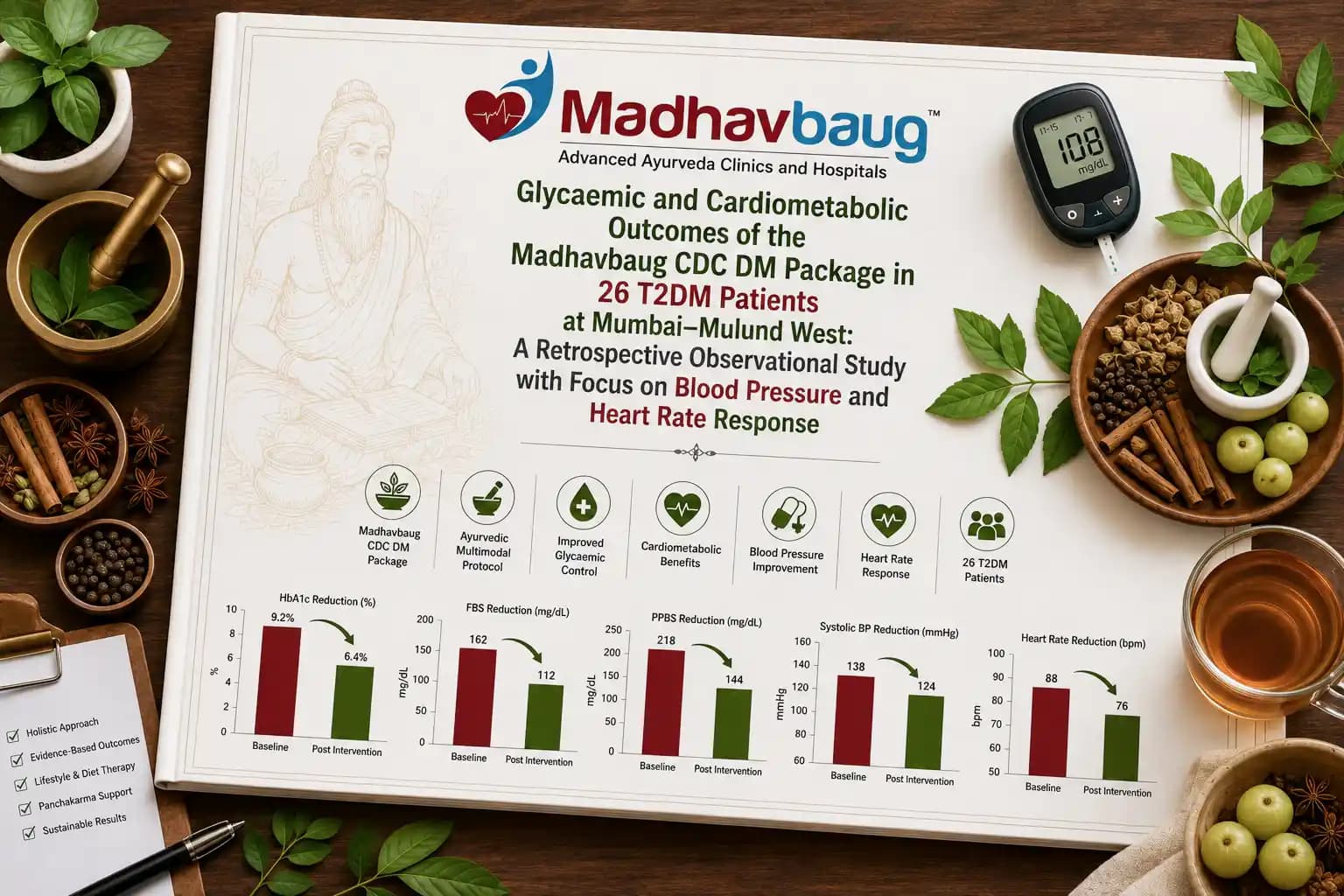 Glycaemic and Cardiometabolic Outcomes of the Madhavbaug CDC DM Package in 26 T2DM Patients at Mumbai-Mulund West: A Retrospective Observational Study with Focus on Blood Pressure and Heart Rate Response