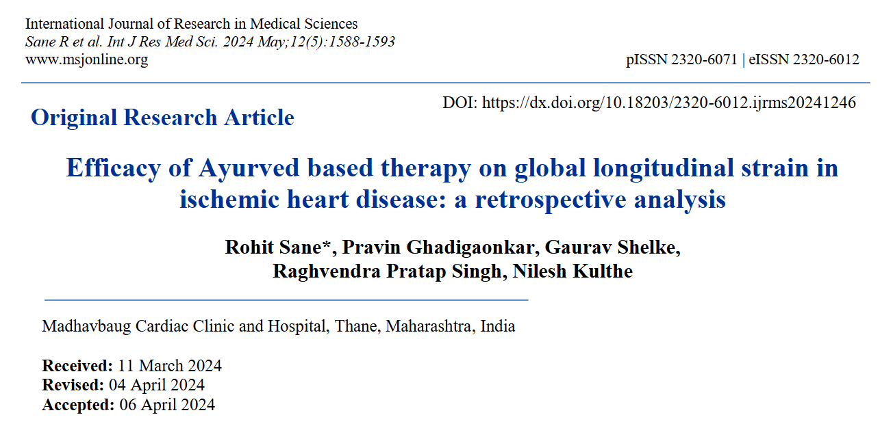 Efficacy of Ayurved based therapy on global longitudinal strain in ischemic heart disease: a retrospective analysis