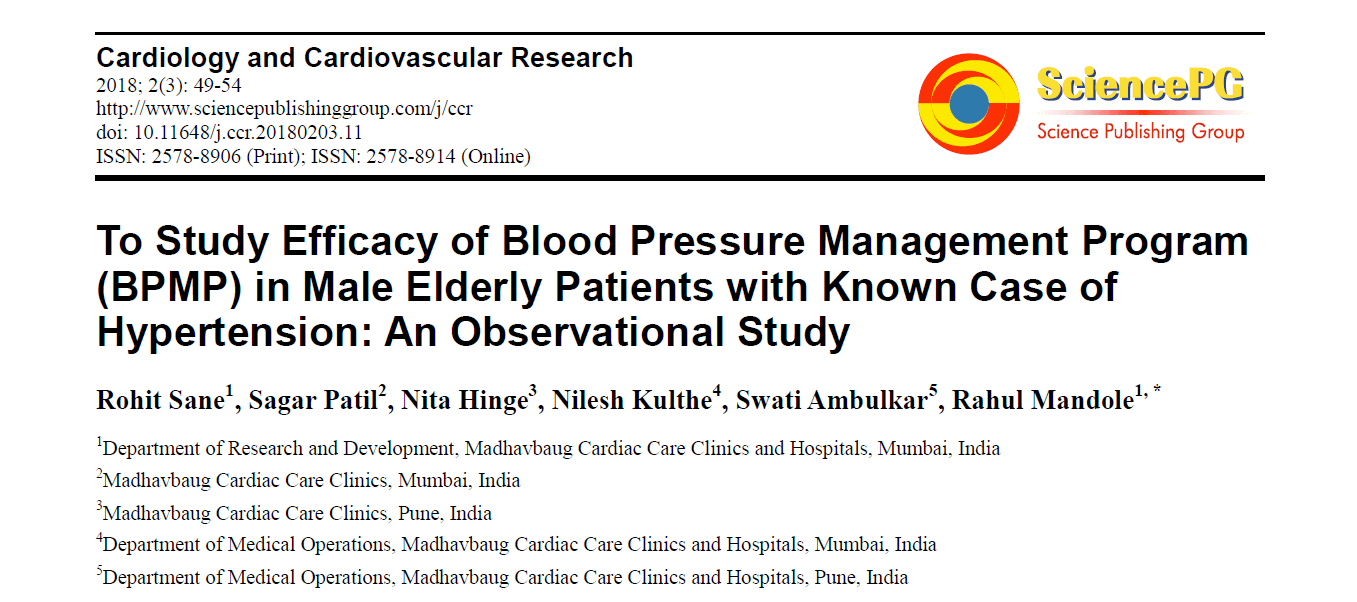 To Study Efficacy of Blood Pressure Management Program (BPMP) in Male Elderly Patients with Known Case of Hypertension: An Observational Study