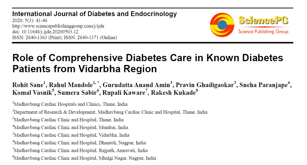 Role Of Comprehensive Diabetes Care In Known Diabetes Patients From Vidarbha Region