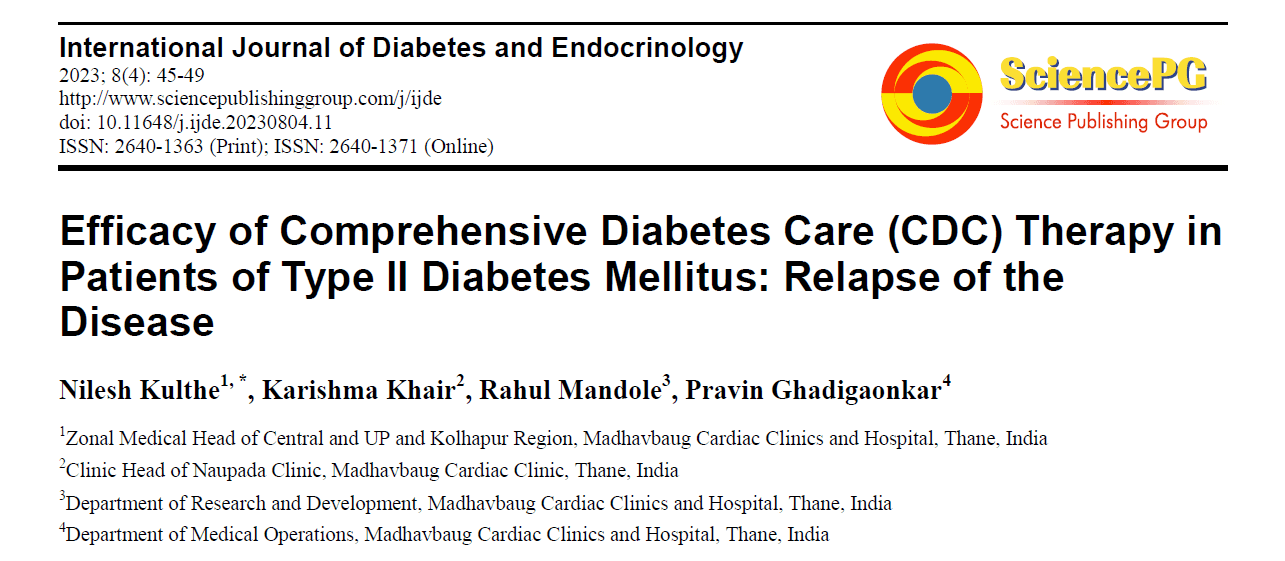 Efficacy Of Comprehensive Diabetes Care (Cdc) Therapy In Patients Of Type II Diabetes Mellitus: Relapse Of The Disease