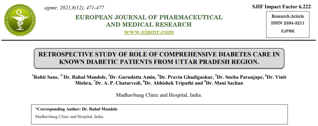 Role of Comprehensive Diabetes Care in Known Diabetes Patients from Uttar Pradesh Region