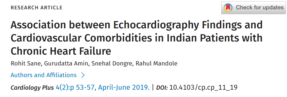 Association between Echocardiography Findings and Cardiovascular Comorbidities in Indian Patients with Chronic Heart Failure