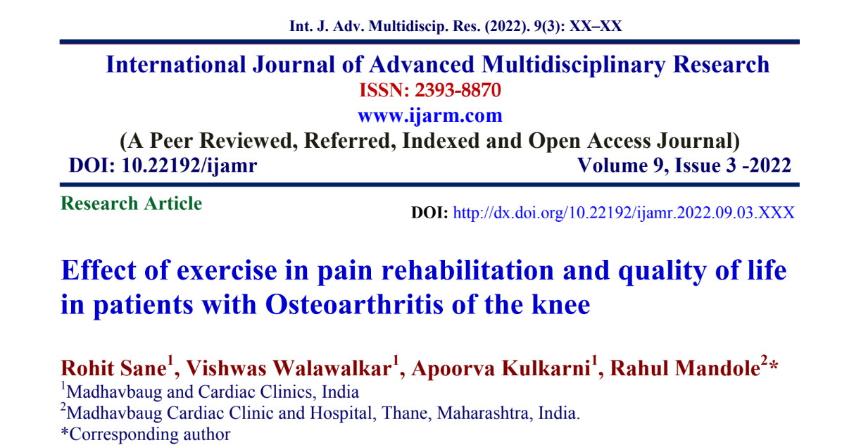 Effect of exercise in pain rehabilitation and quality of life in patients with Osteoarthritis of the knee