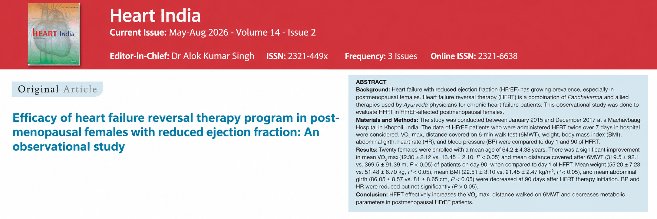 Efficacy Of Heart Failure Reversal Therapy Program In Post-Menopausal Females With Reduced Ejection Fraction: An Observational Study