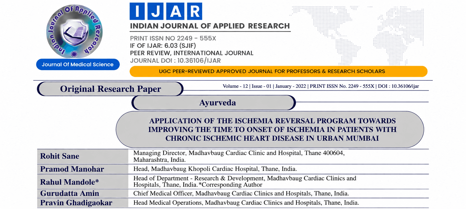 Application Of The Ischemia Reversal Program Towards Improving The Time To Onset Of Ischemia In Patients With Chronic Ischemic Heart Disease In Urban Mumbai