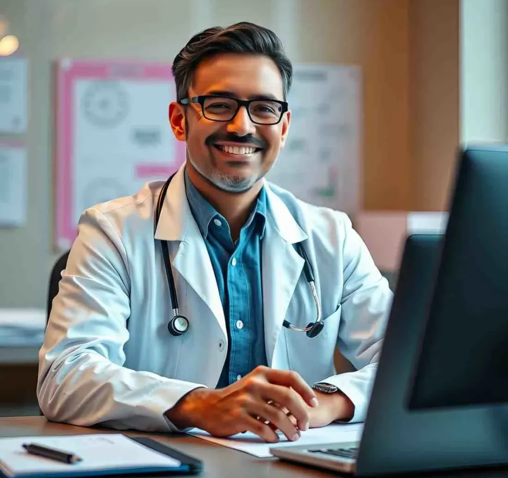 man sitting desk with laptop poster him 1 e1767766632135